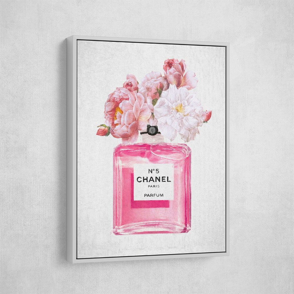 Chanel Pink Perfume Flowers Wall Art