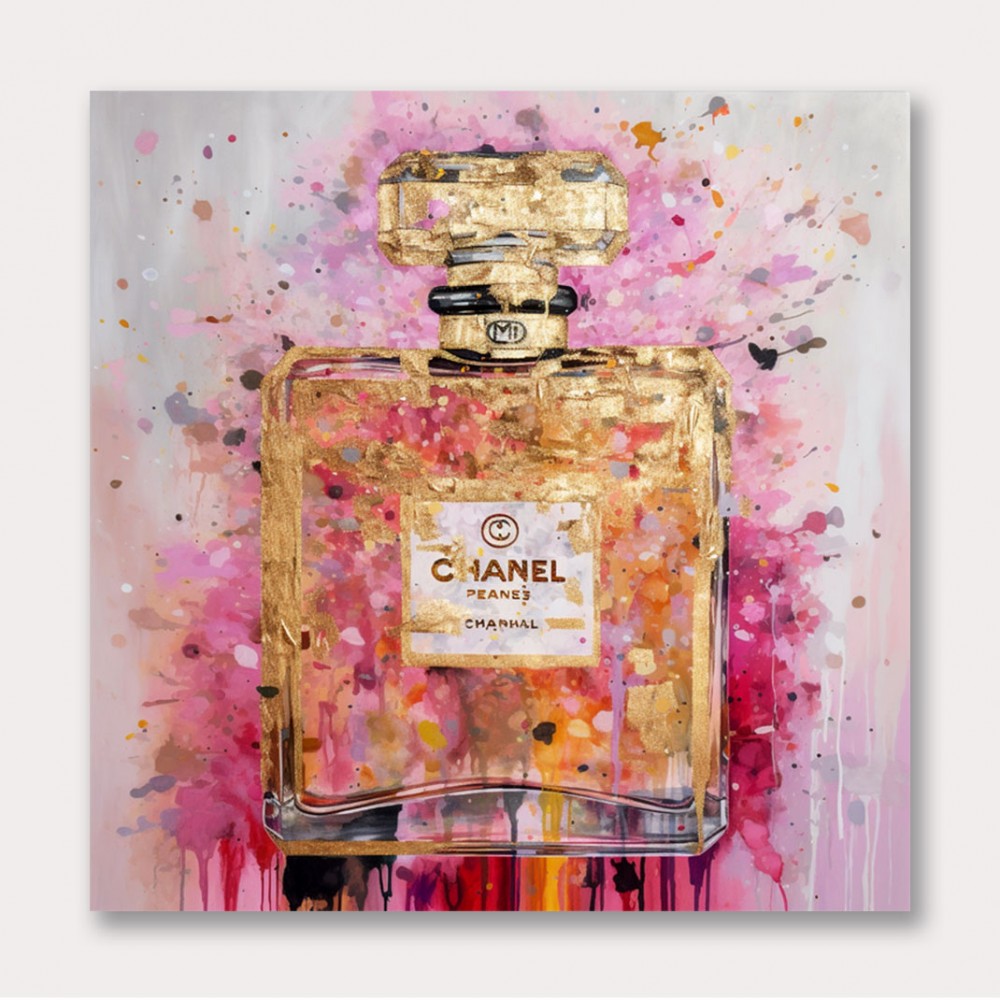 Chanel No 5 Pink & Gold Abstract Perfume Bottle