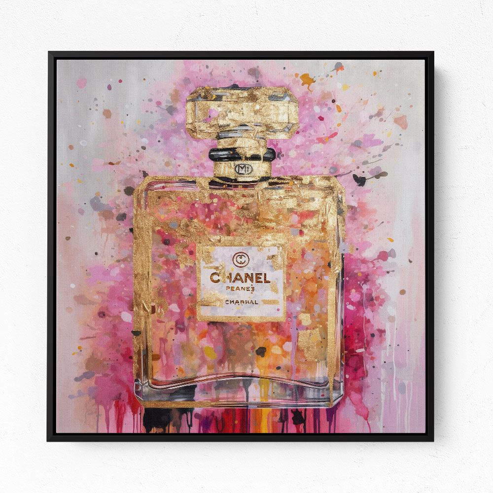 Chanel No 5 Pink & Gold Abstract Perfume Bottle 