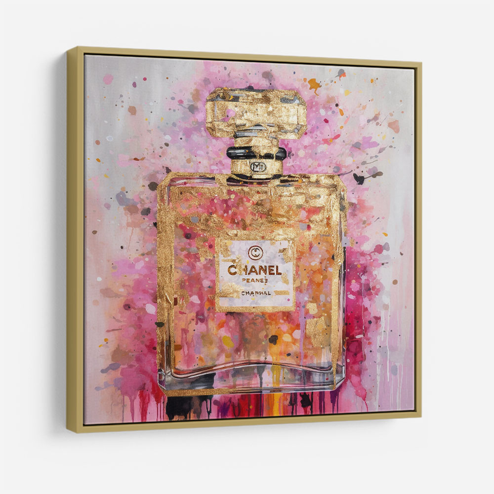 Chanel No 5 Pink & Gold Abstract Perfume Bottle 