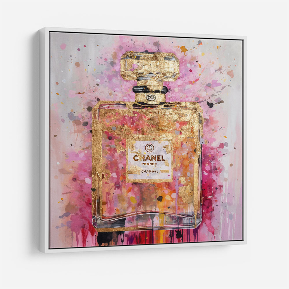 Chanel No 5 Pink & Gold Abstract Perfume Bottle 