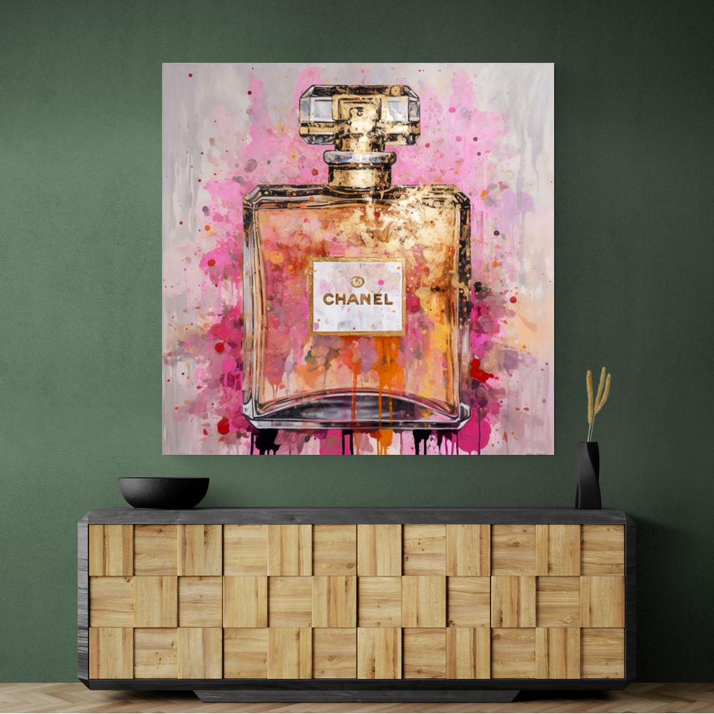 Chanel No5 Pink & Gold Abstract Perfume Bottle 