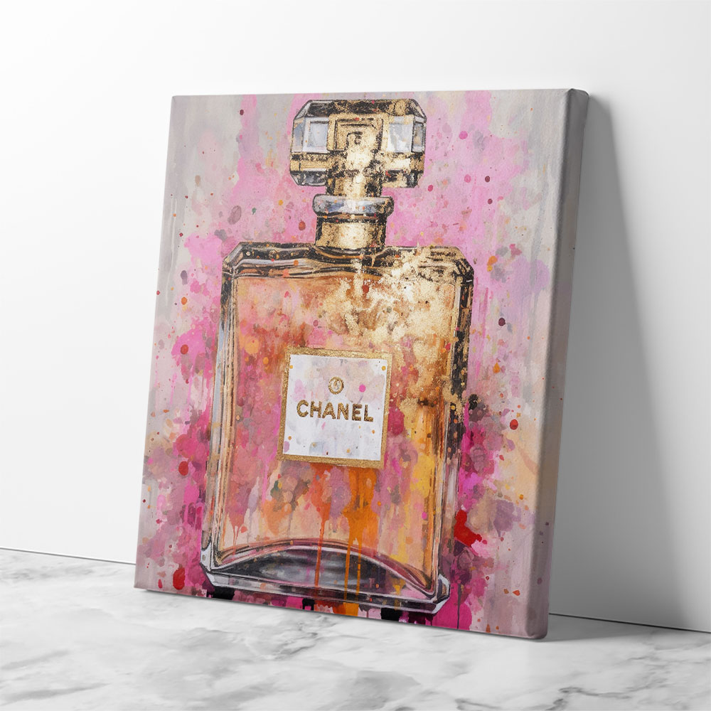 Chanel No5 Pink & Gold Abstract Perfume Bottle