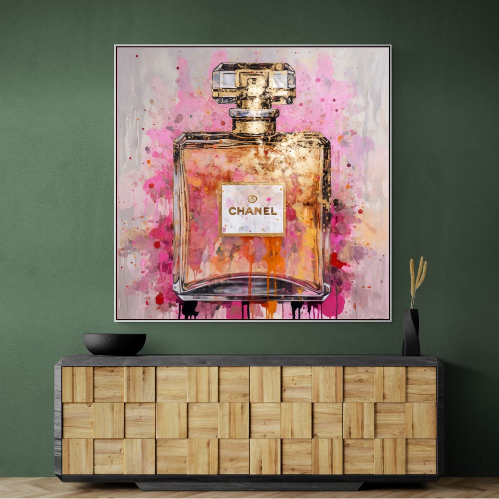 Chanel No5 Pink & Gold Abstract Perfume Bottle 