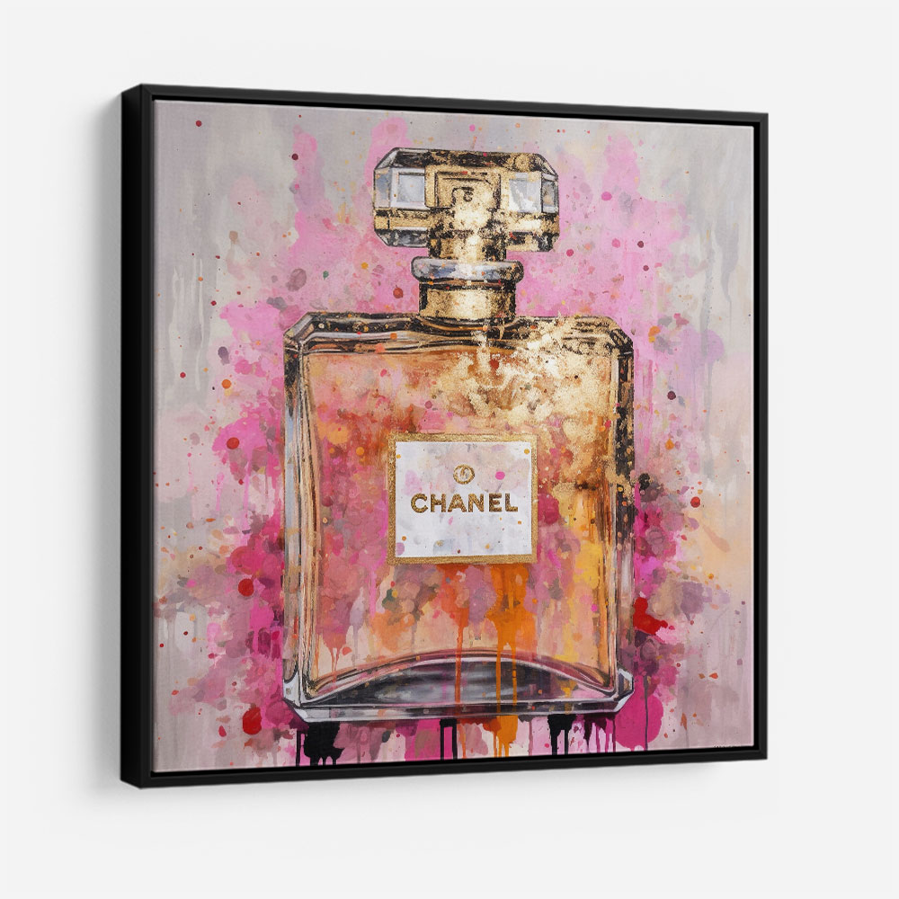 Chanel No5 Pink & Gold Abstract Perfume Bottle 