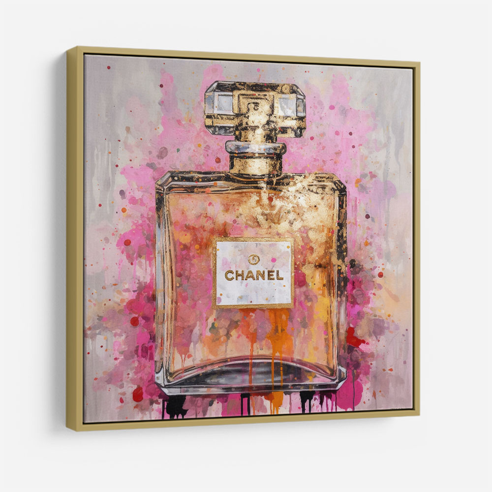 Chanel No5 Pink & Gold Abstract Perfume Bottle 