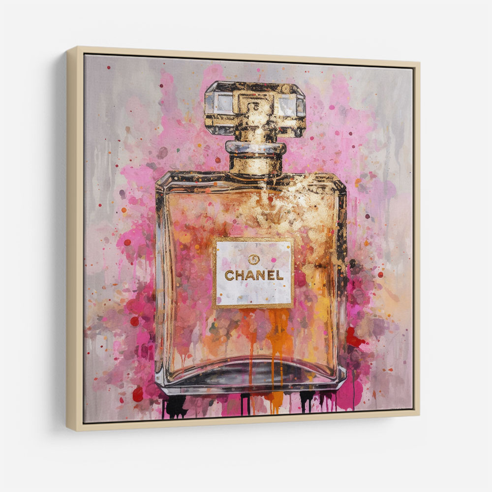 Chanel No5 Pink & Gold Abstract Perfume Bottle 