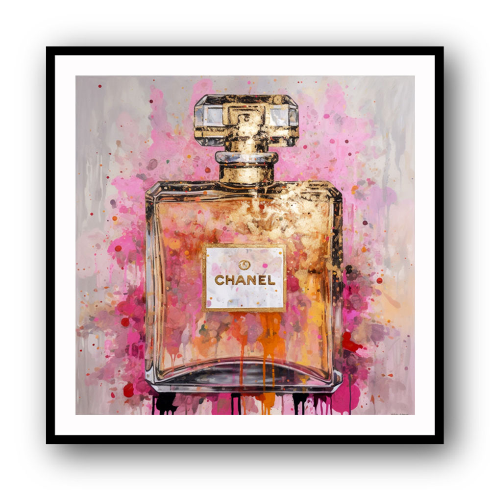 Chanel No5 Pink & Gold Abstract Perfume Bottle 