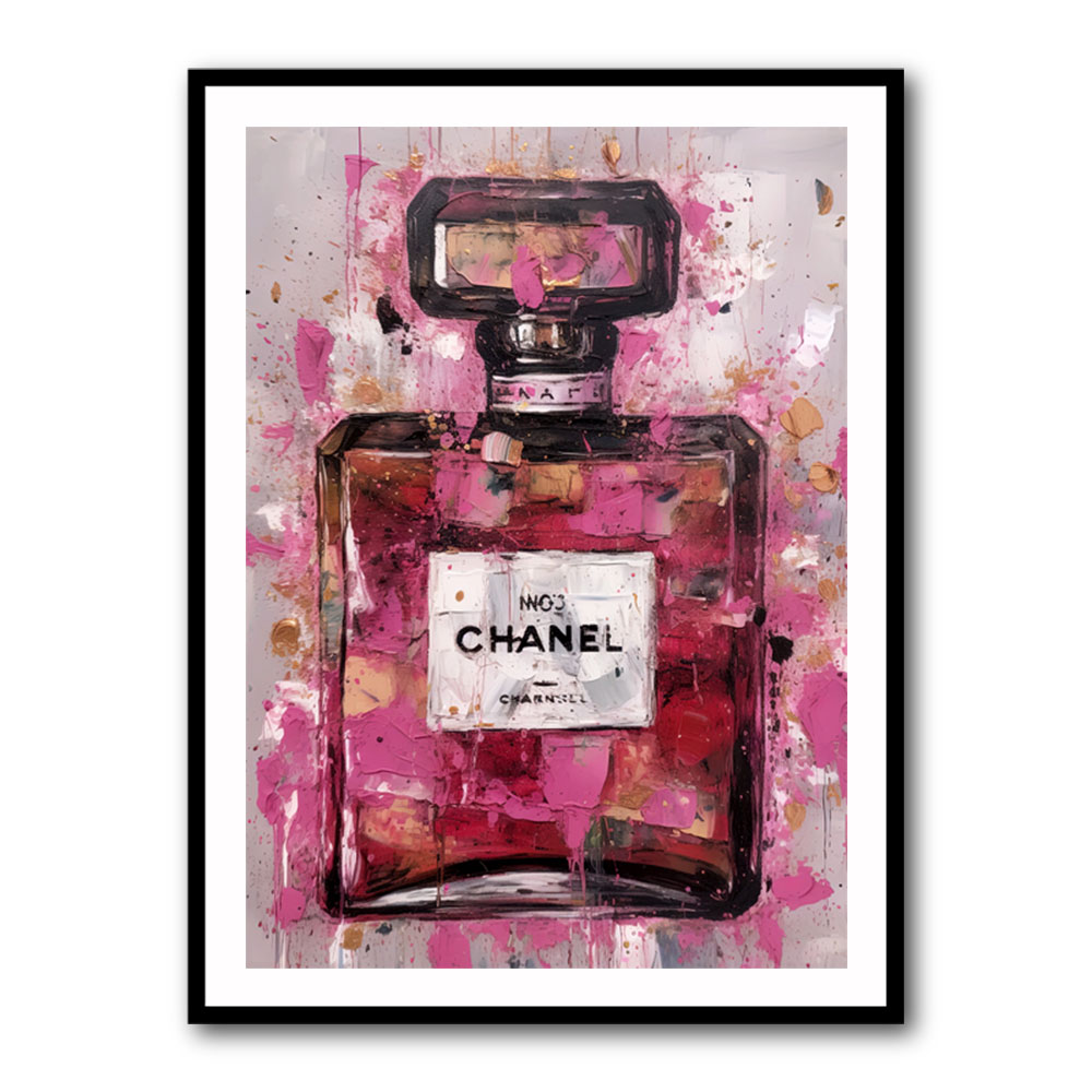 Glam Perfume Bottle With Words Pink Black Framed Wall Art  On Sale    34488610