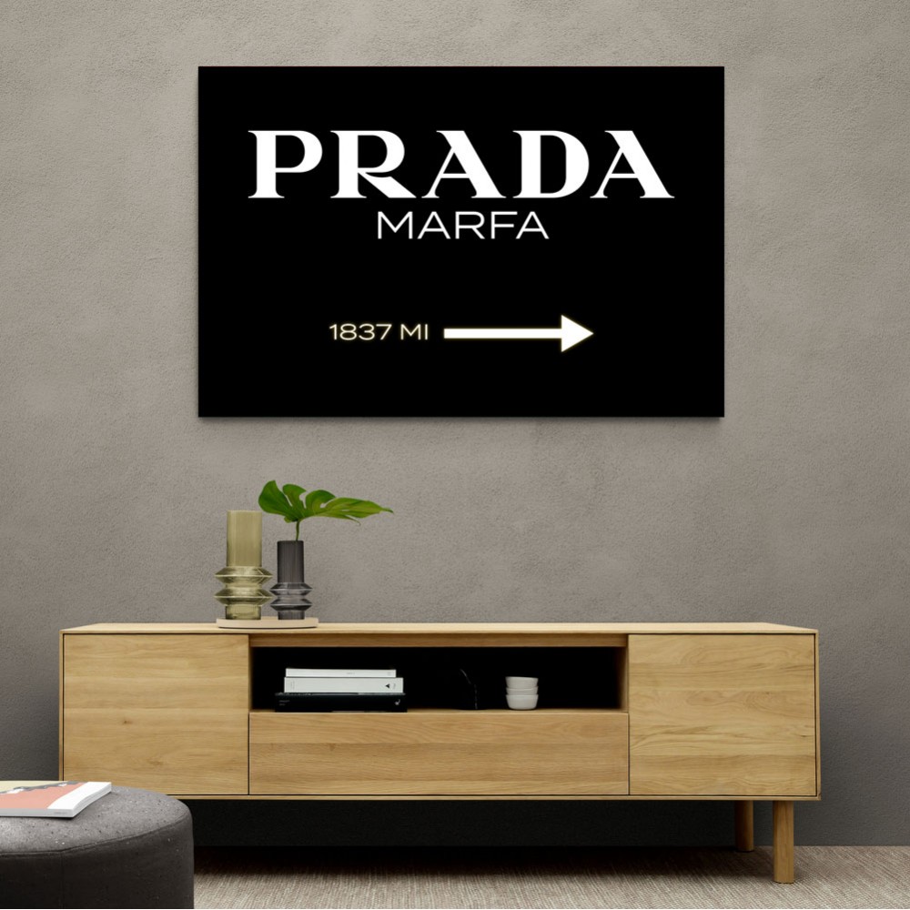 Prada Marfa Black & White Sign