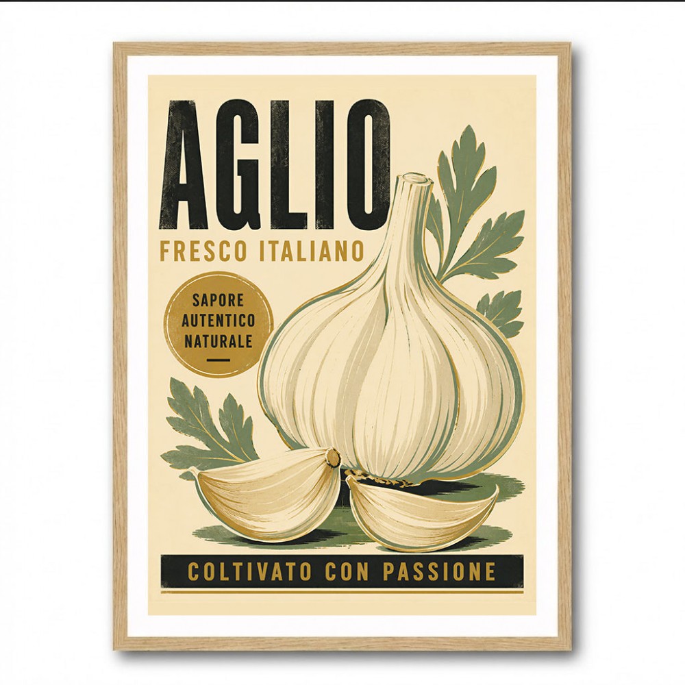 Garlic Cloves Italian Vintage Wall Art