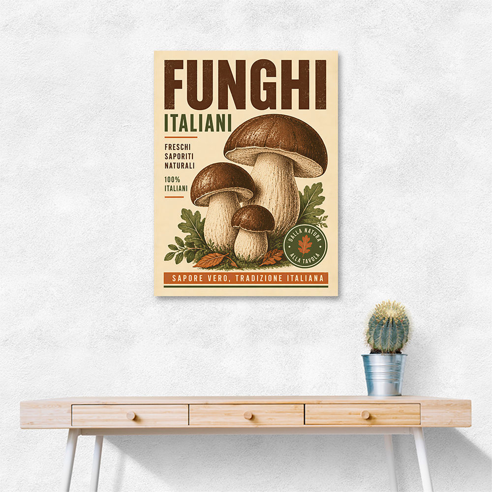 Italian Mushrooms Vintage Food Poster Art Print