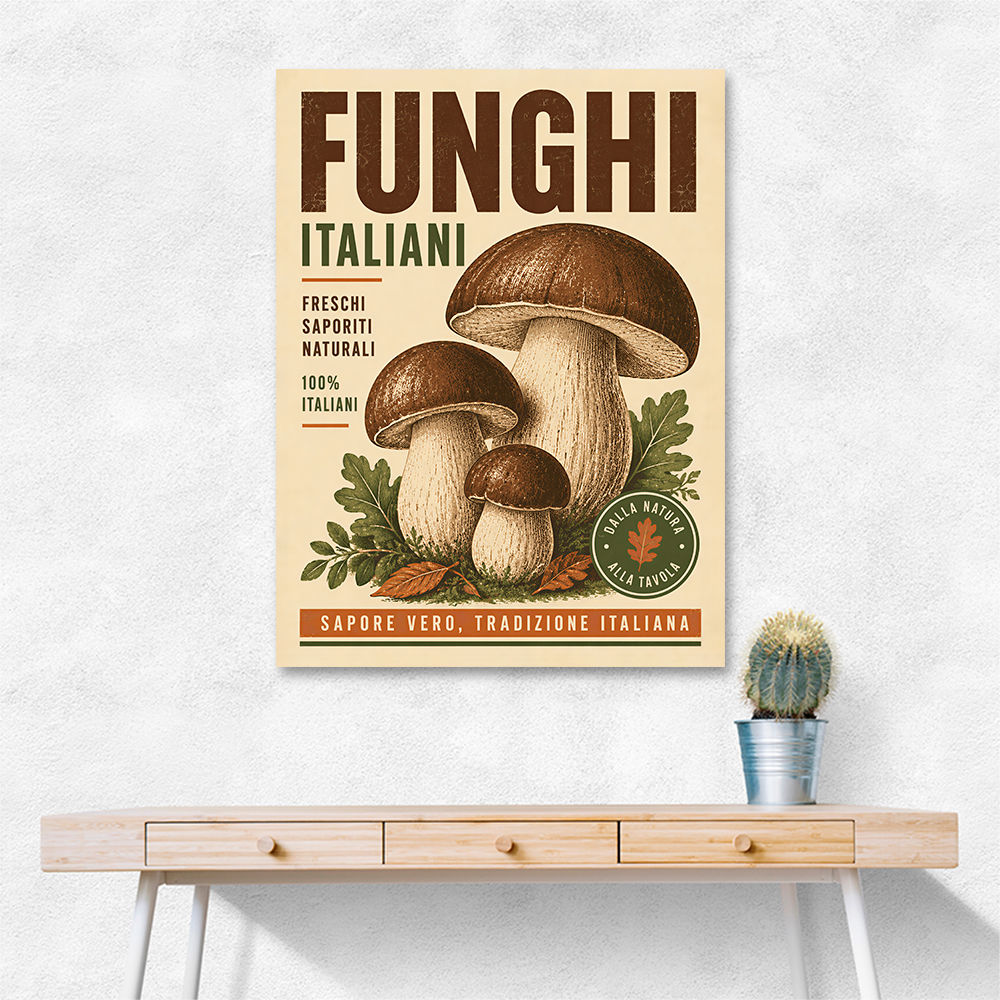 Italian Mushrooms Vintage Food Poster Art Print