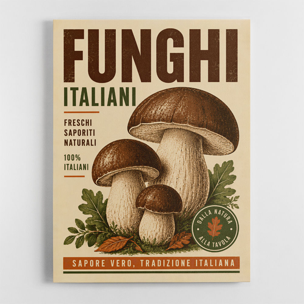 Italian Mushrooms Vintage Food Poster Art Print