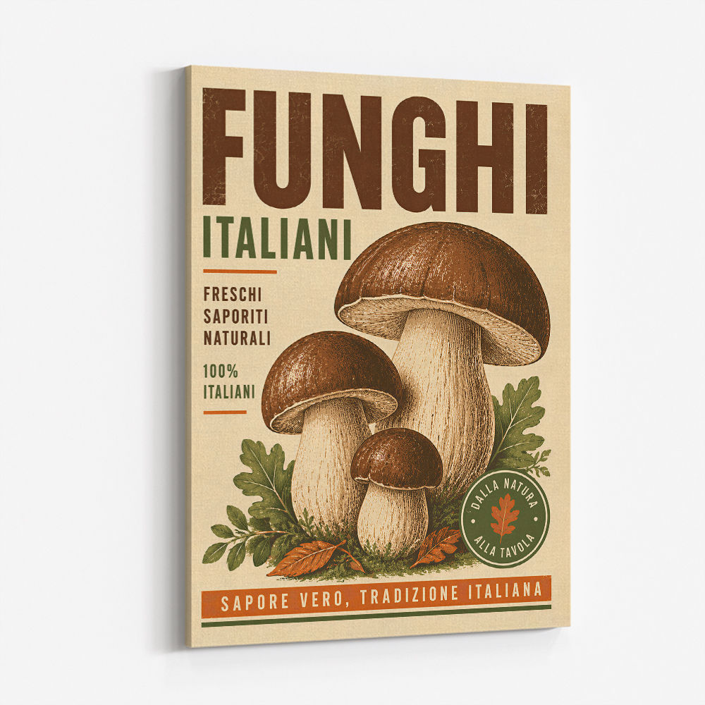 Italian Mushrooms Vintage Food Poster Art Print