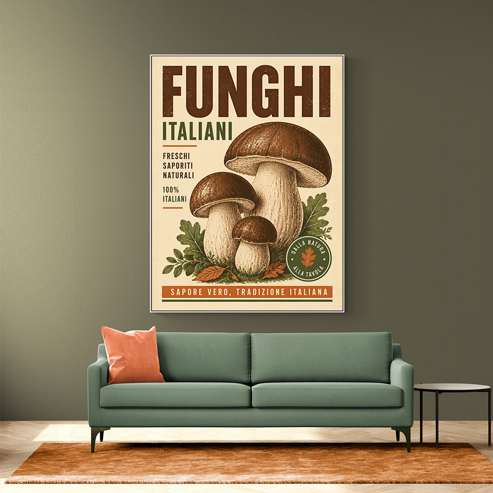 Italian Mushrooms Vintage Food Poster Art Print