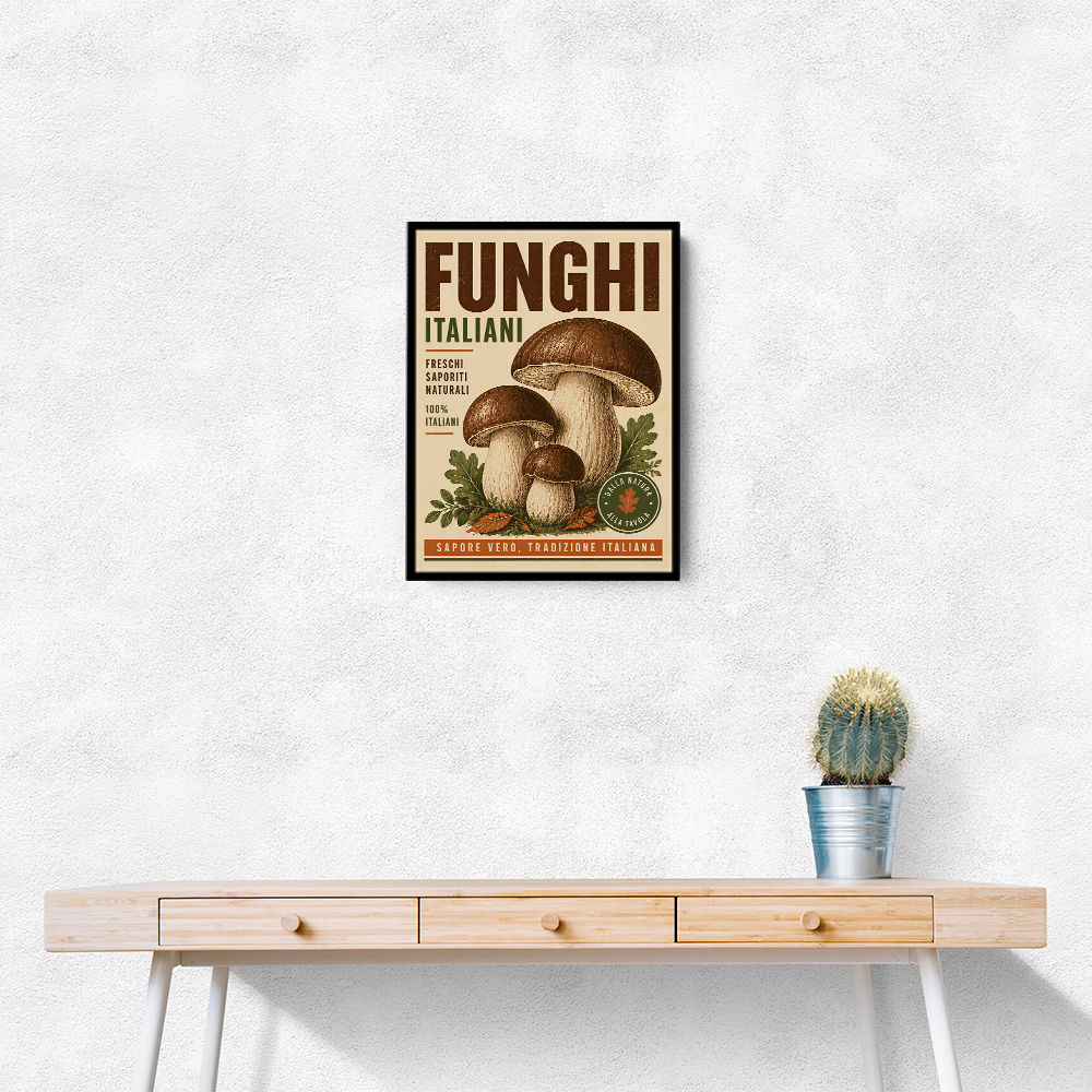 Italian Mushrooms Vintage Food Poster Art Print