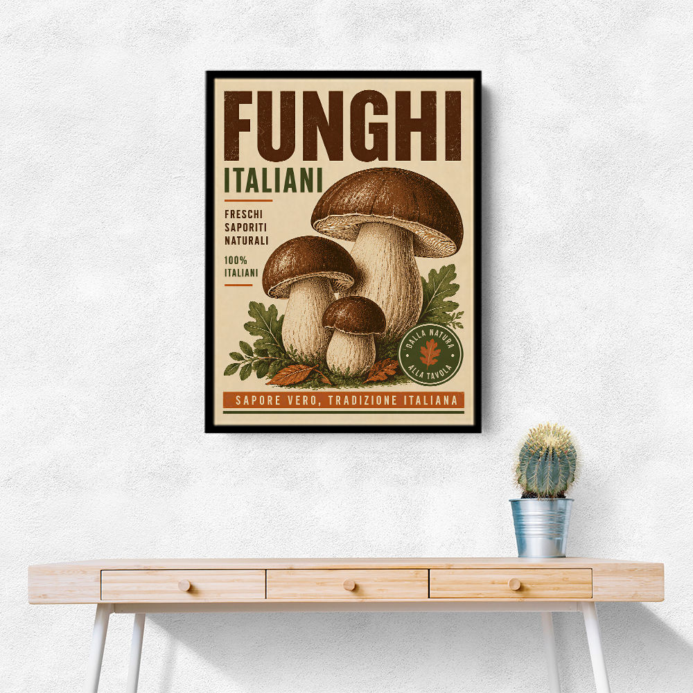 Italian Mushrooms Vintage Food Poster Art Print