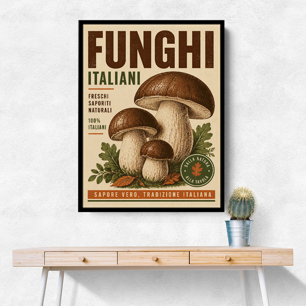 Italian Mushrooms Vintage Food Poster Art Print