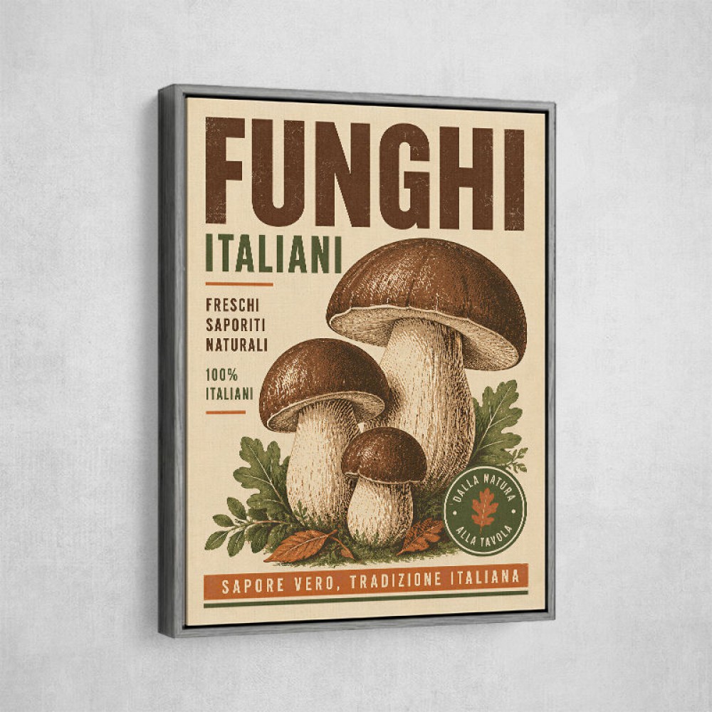 Italian Mushrooms Vintage Food Poster Art Print
