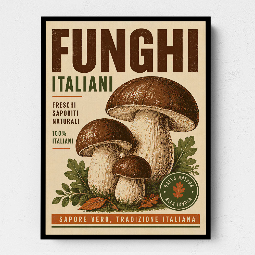 Italian Mushrooms Vintage Food Poster Art Print