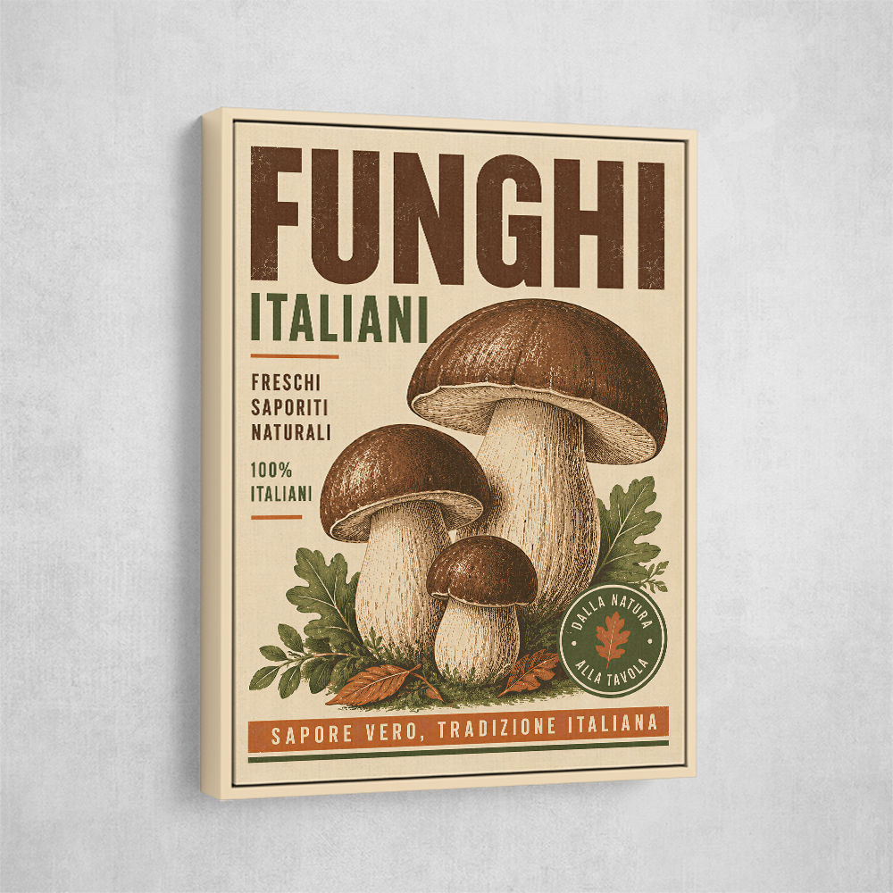 Italian Mushrooms Vintage Food Poster Art Print