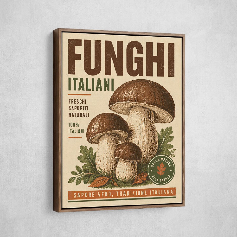 Italian Mushrooms Vintage Food Poster Art Print