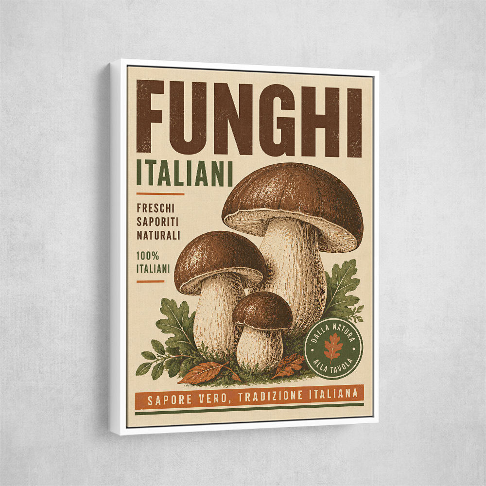 Italian Mushrooms Vintage Food Poster Art Print