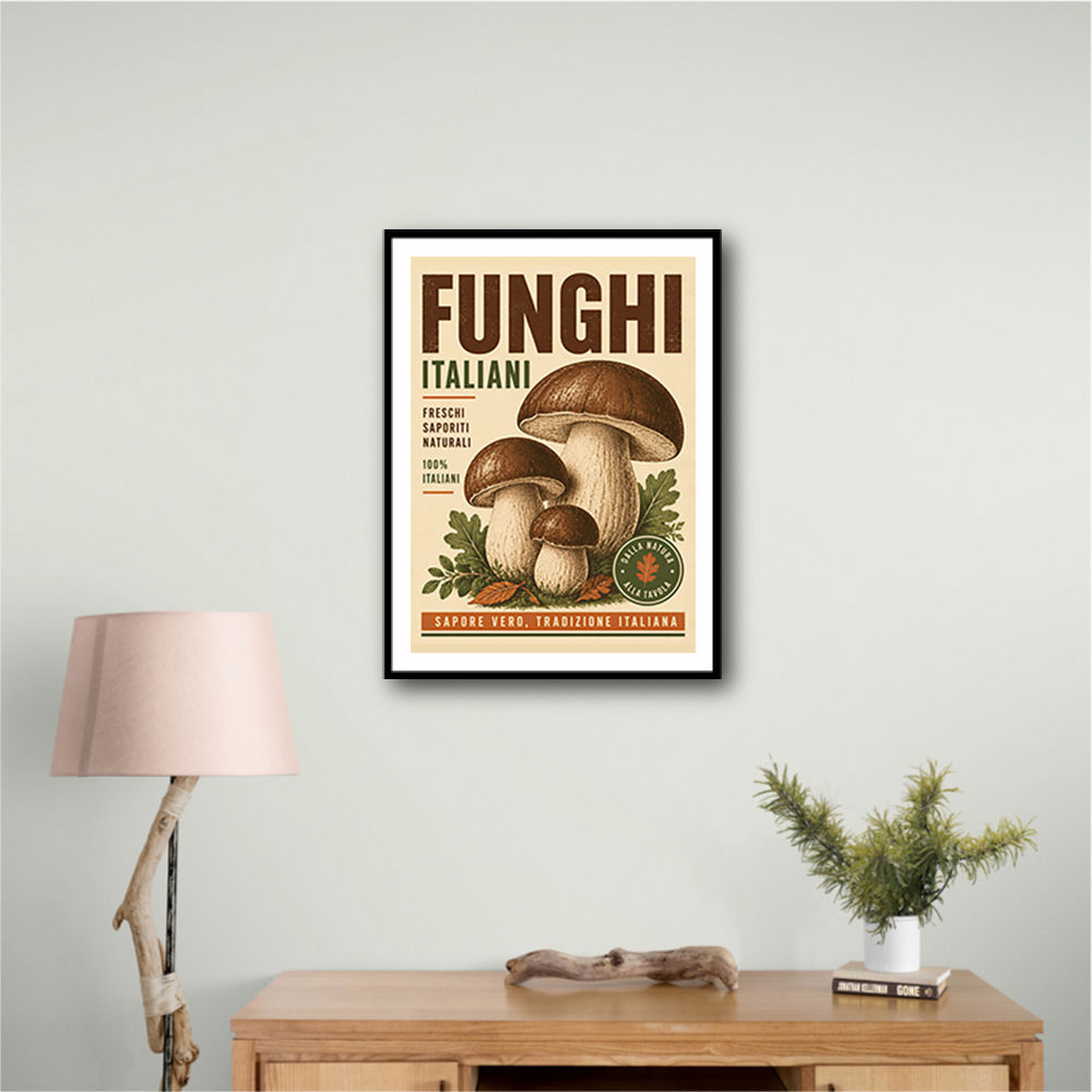 Italian Mushrooms Vintage Food Poster Art Print