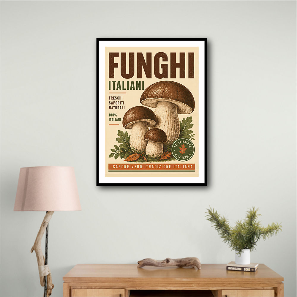 Italian Mushrooms Vintage Food Poster Art Print