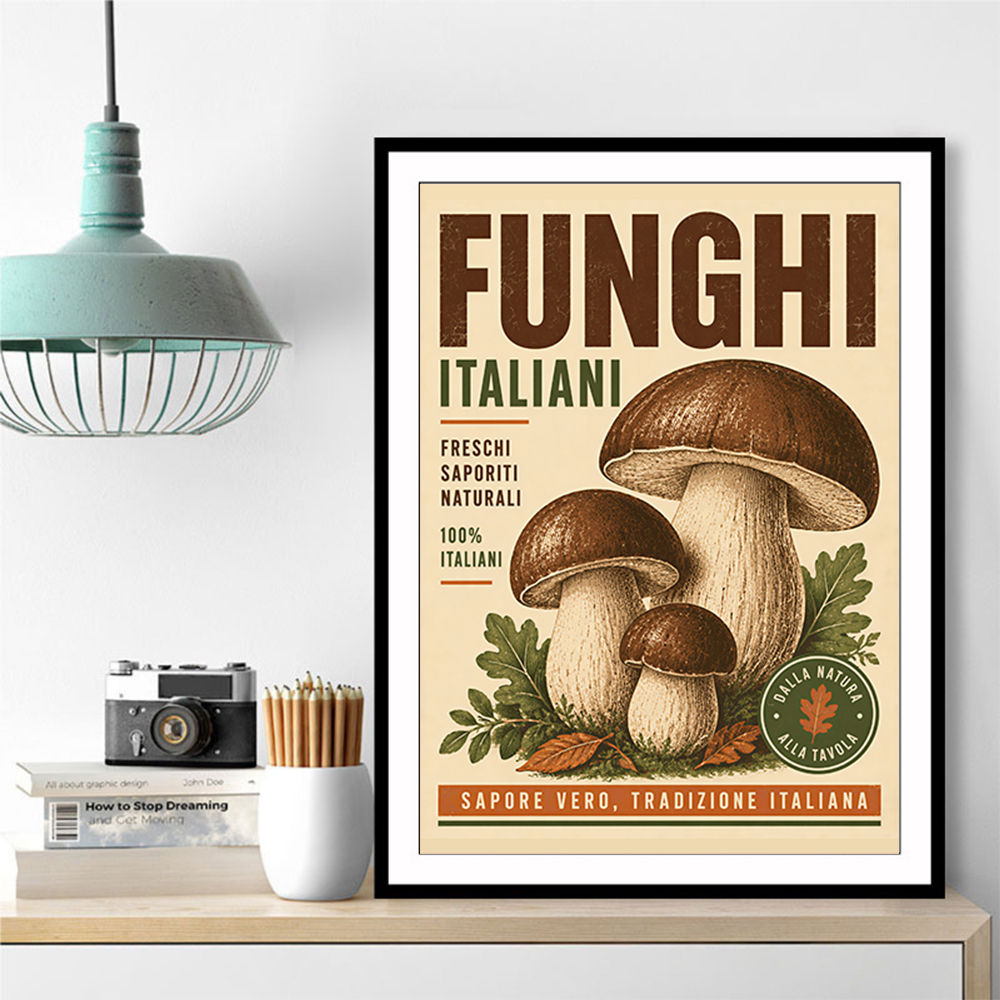 Italian Mushrooms Vintage Food Poster Art Print