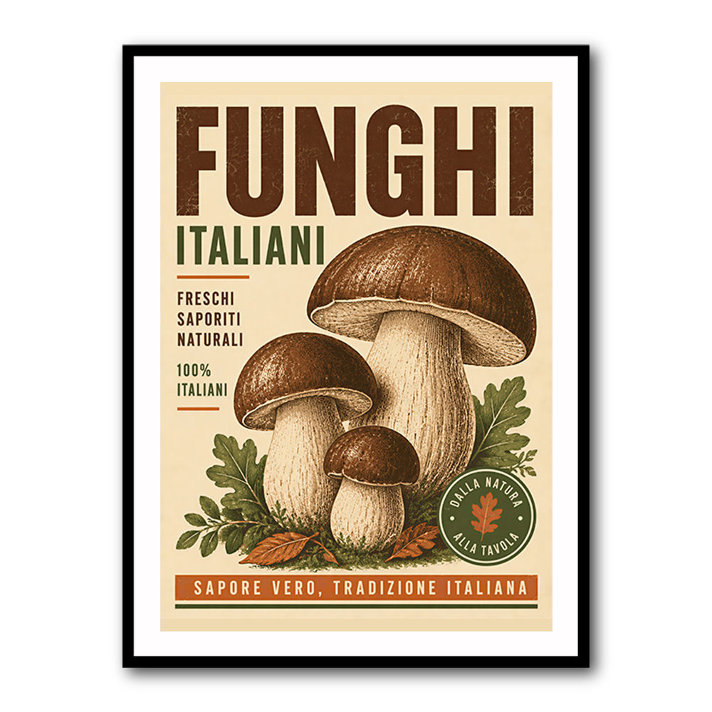Italian Mushrooms Vintage Food Poster Art Print