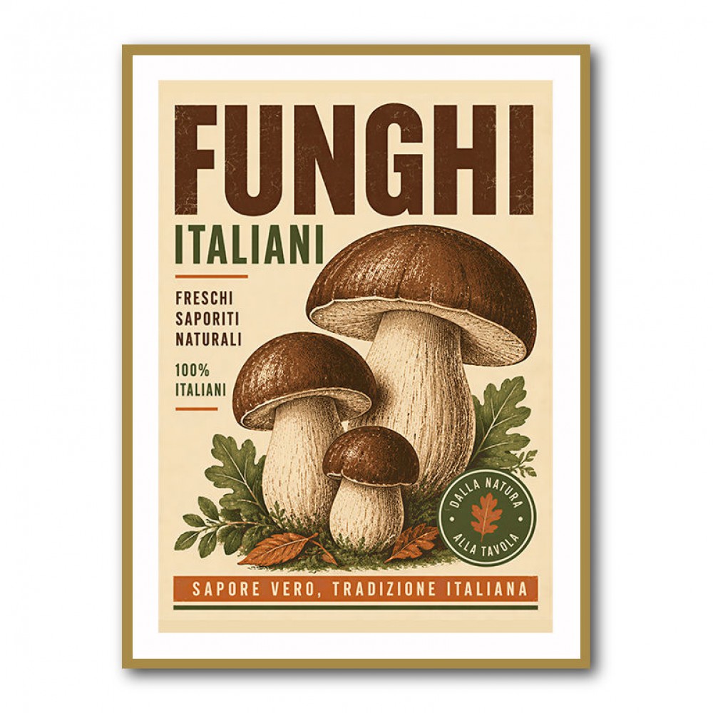 Italian Mushrooms Vintage Food Poster Art Print