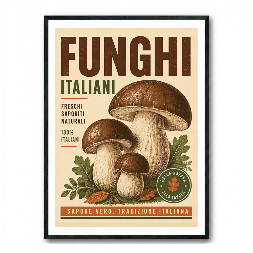 Italian Mushrooms Vintage Food Poster Art Print