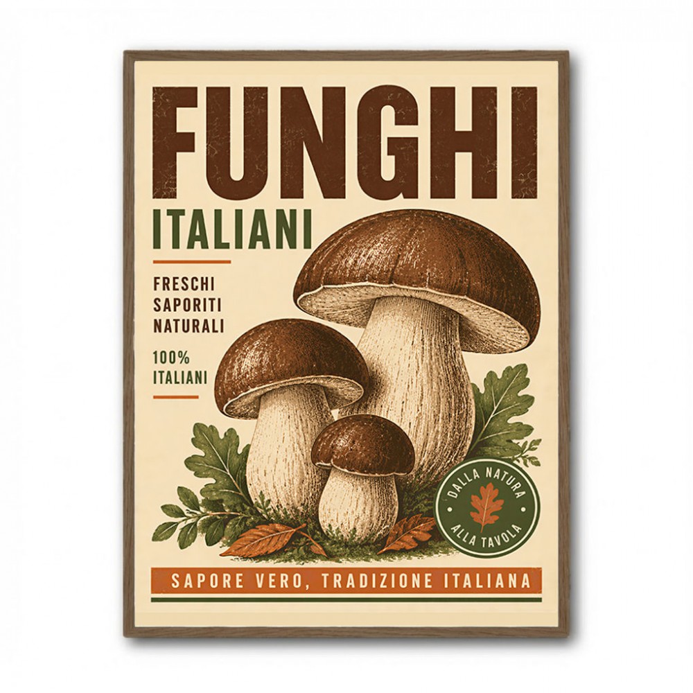 Italian Mushrooms Vintage Food Poster Art Print