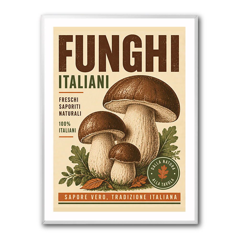 Italian Mushrooms Vintage Food Poster Art Print