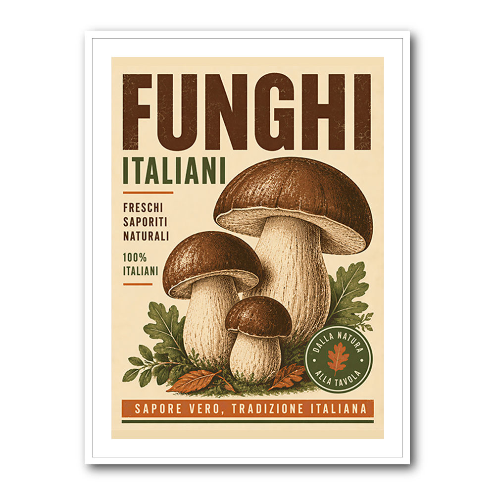 Italian Mushrooms Vintage Food Poster Art Print
