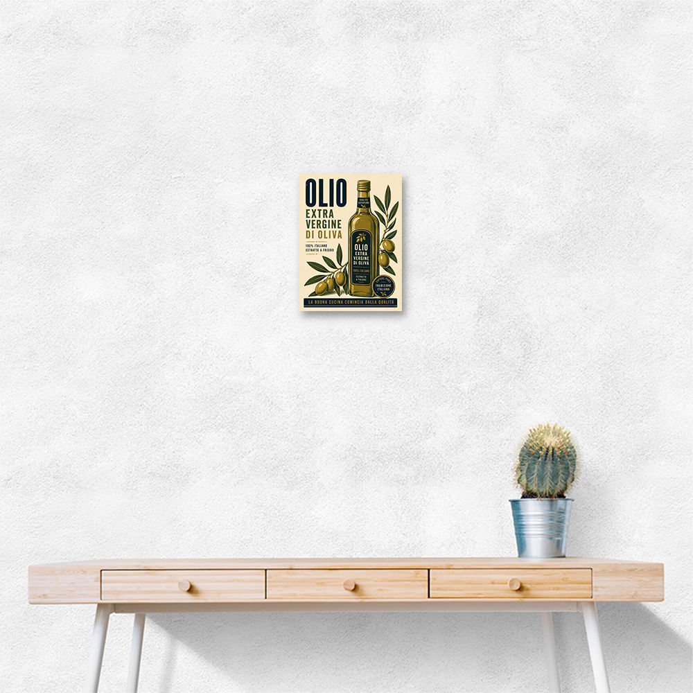 Olive Oil Bottle Vintage Italian Ad Art Print