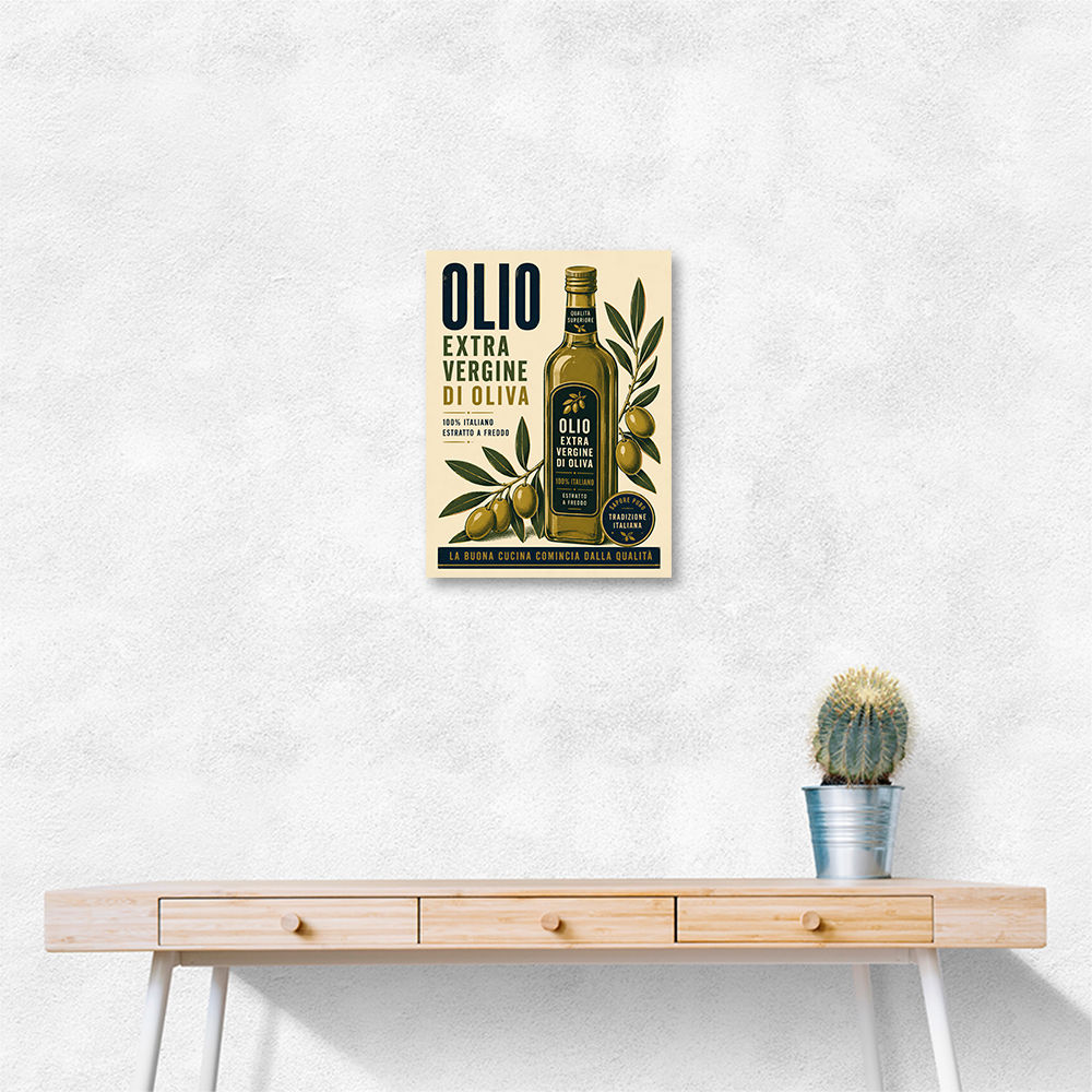 Olive Oil Bottle Vintage Italian Ad Art Print