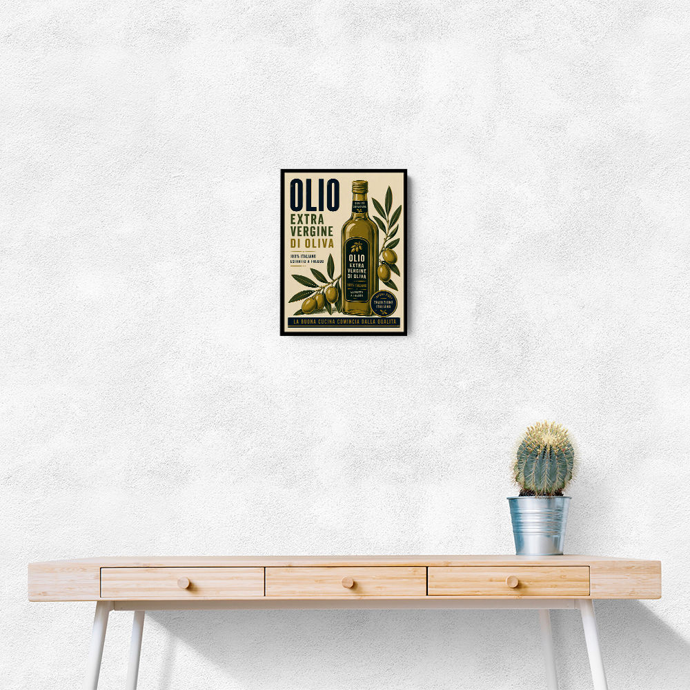 Olive Oil Bottle Vintage Italian Ad Art Print