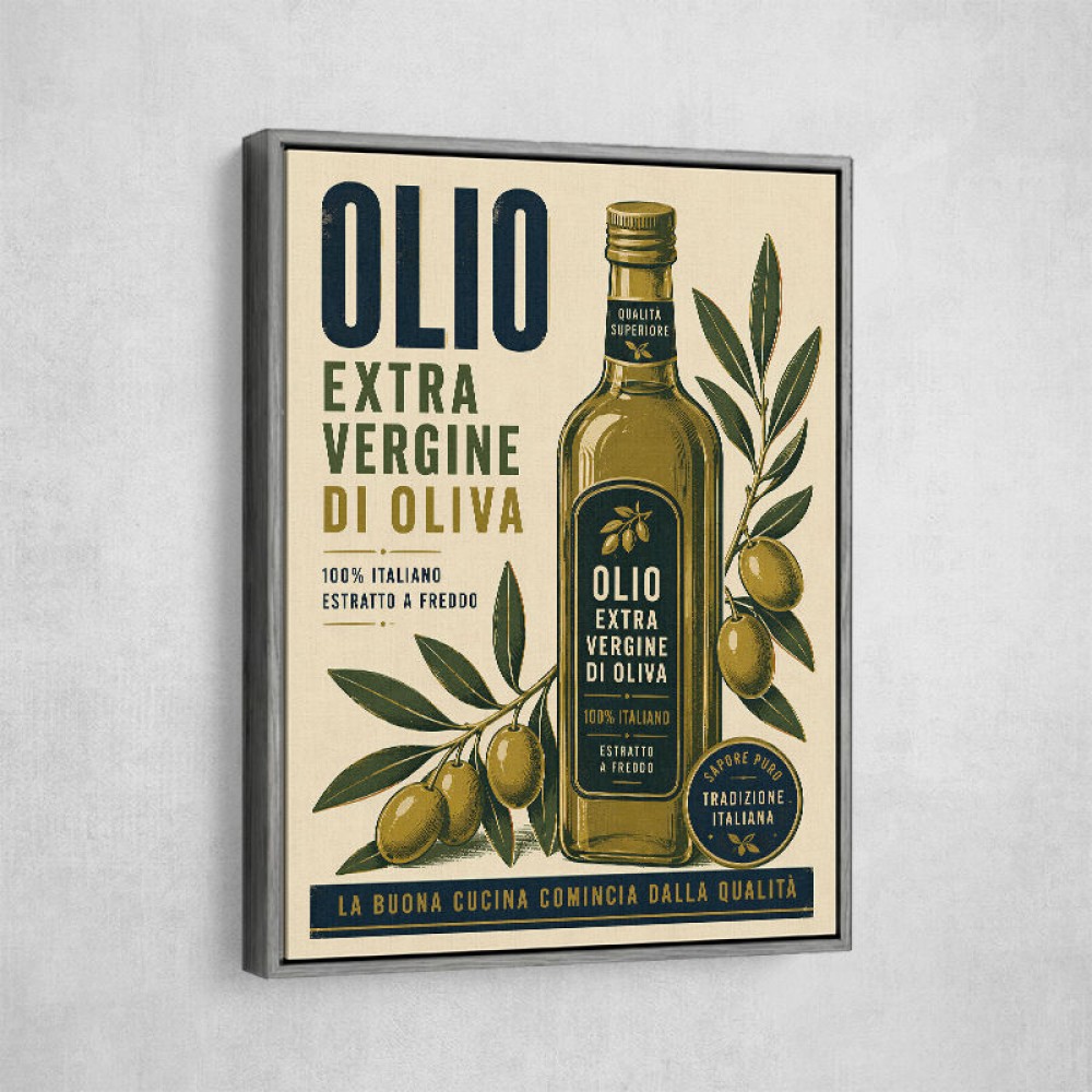 Olive Oil Bottle Vintage Italian Ad Art Print