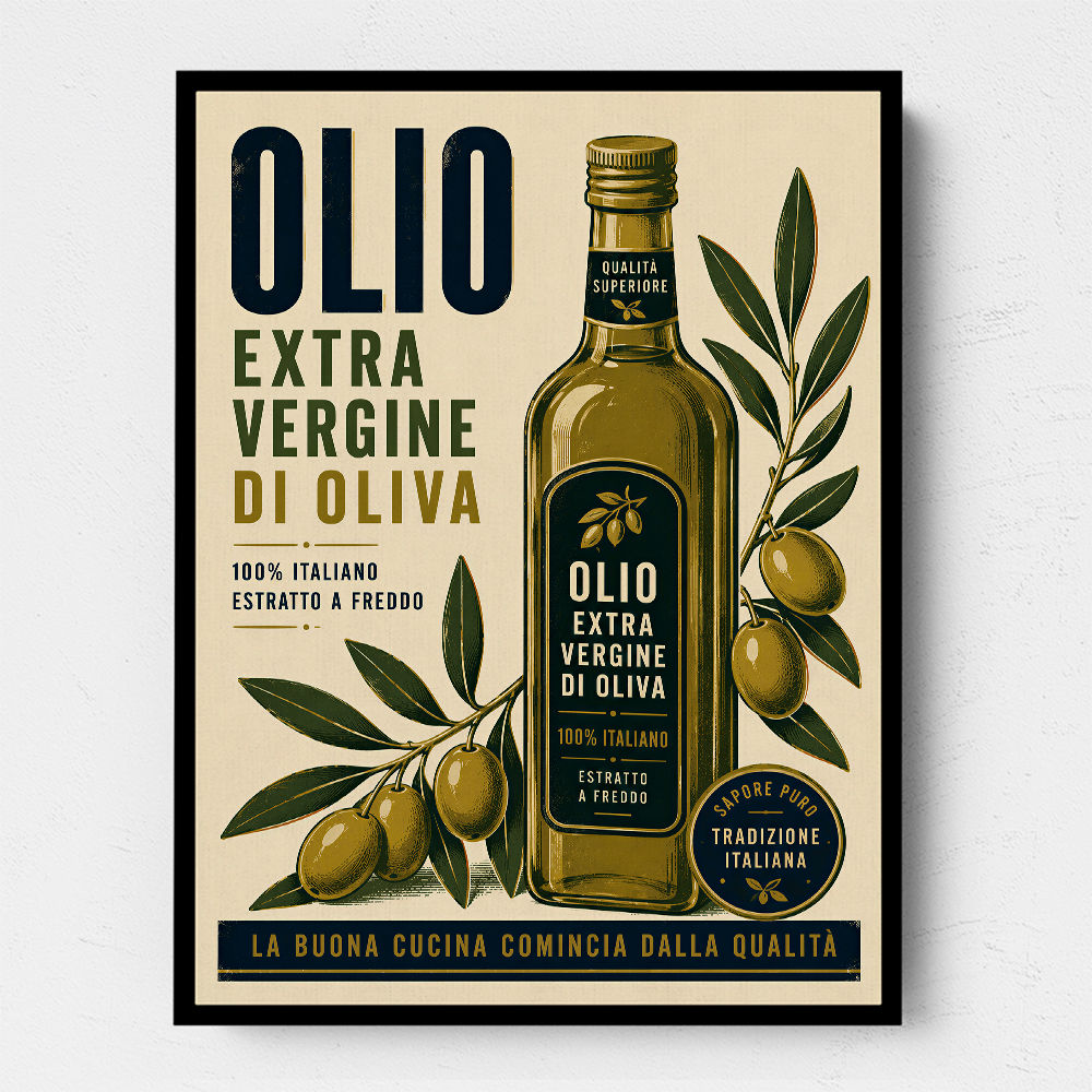 Olive Oil Bottle Vintage Italian Ad Art Print