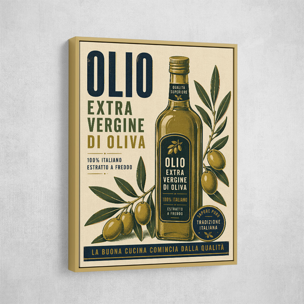 Olive Oil Bottle Vintage Italian Ad Art Print