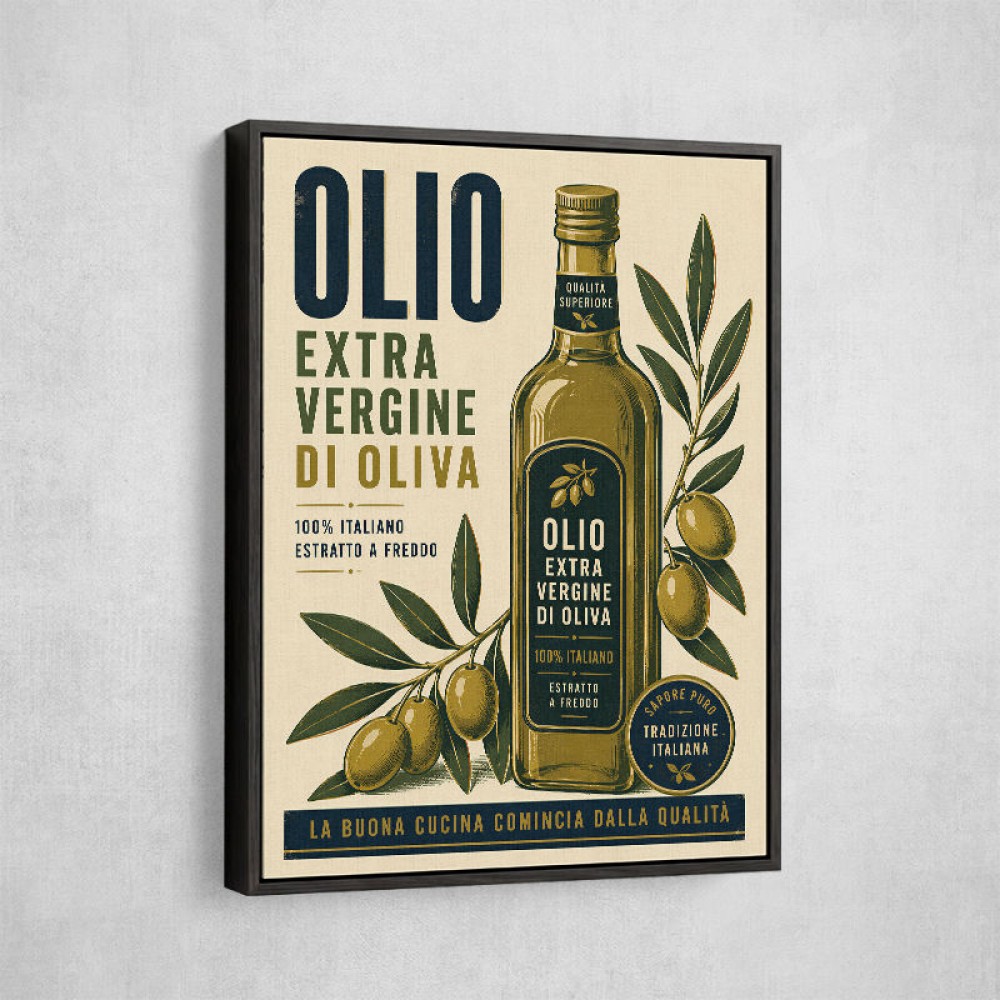 Olive Oil Bottle Vintage Italian Ad Art Print