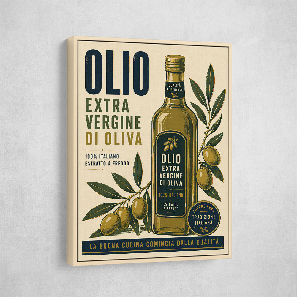 Olive Oil Bottle Vintage Italian Ad Art Print