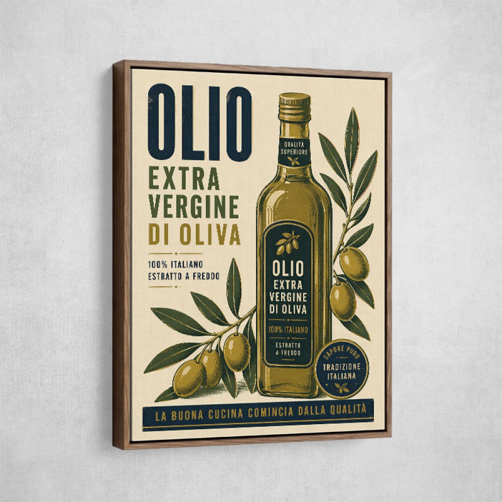 Olive Oil Bottle Vintage Italian Ad Art Print