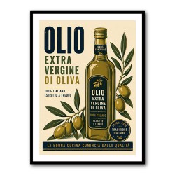 Olive Oil Bottle Vintage Italian Ad Art Print