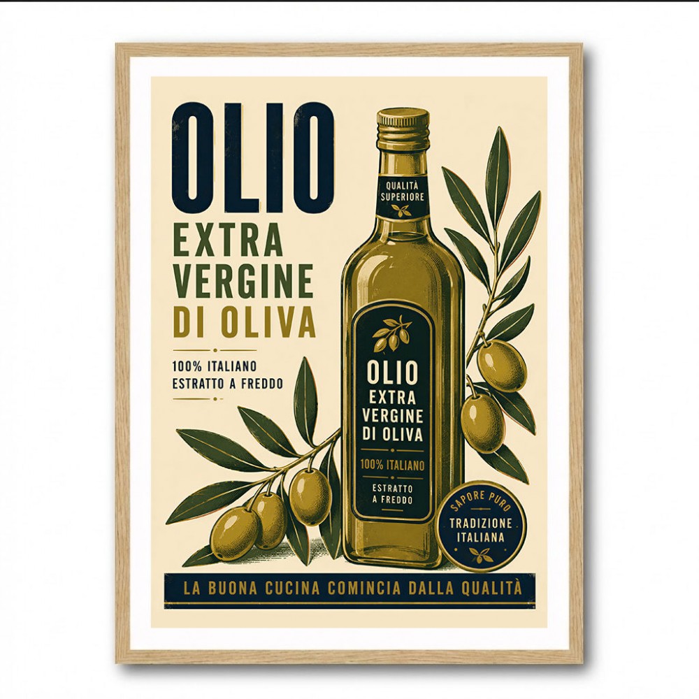 Olive Oil Bottle Vintage Italian Ad Art Print