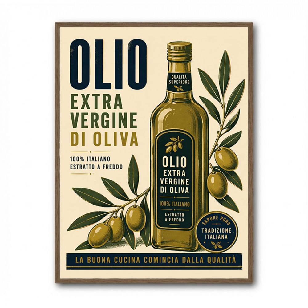 Olive Oil Bottle Vintage Italian Ad Art Print