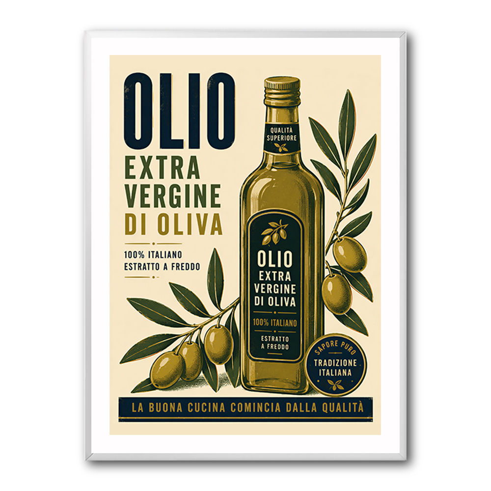 Olive Oil Bottle Vintage Italian Ad Art Print